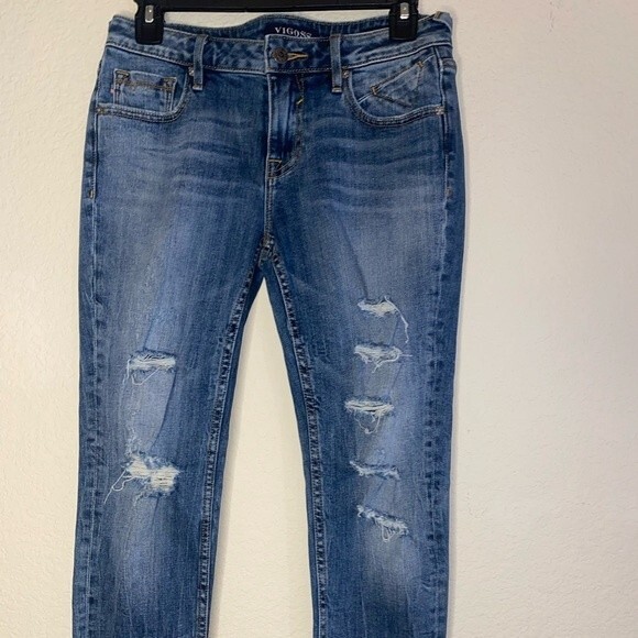 Vigoss jeans Chelsea women y2k 90s skinny crop 26/25 long distressed raw - Picture 2 of 16